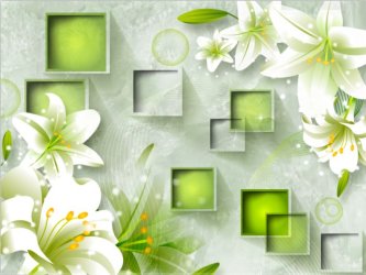 фотообои Лилии на зеленом фоне