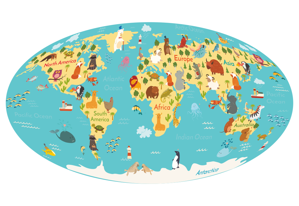 Карта народов земли. Географическая карта картинка для детей.