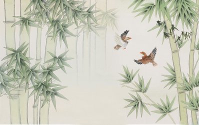 фотообои Бамбук и птицы