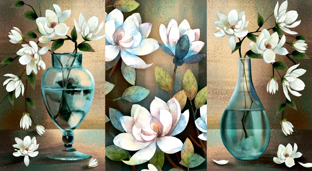 Модульная картина Цветы в стеклянной вазе на стену – Купить в интернетмагазине недорого