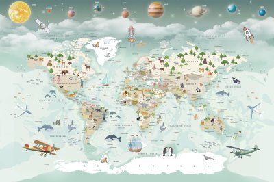 фотообои Карта мира с животными