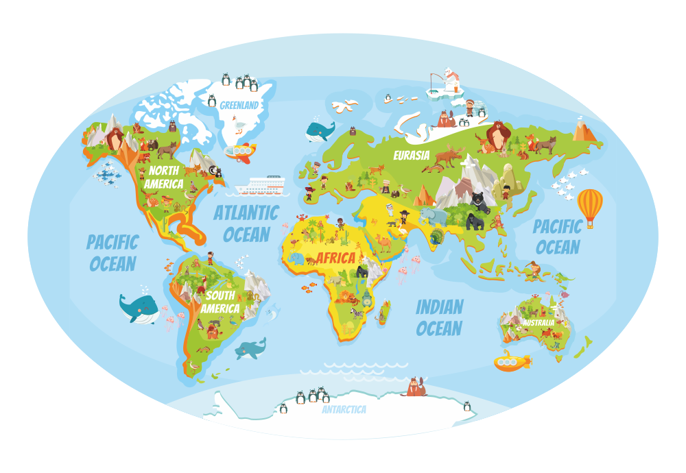 Карта с материками и странами. Карта континентов для детей. Континенты для дошкольников. Континенты для детей дошкольного возраста.
